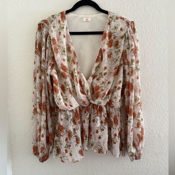 Tops - Floral V-Neck Blouse